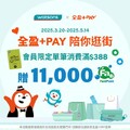 門市消費 $388，用全盈+Pay 全額支付，送你 11,000 全家點數