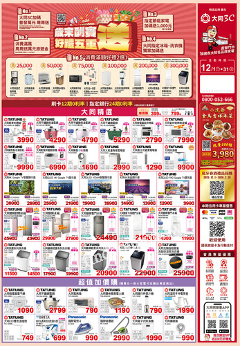 12月【歲末酬賓好禮五重送】