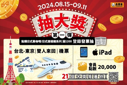 完成指定動作，抽台北–東京雙人來回機票乙組