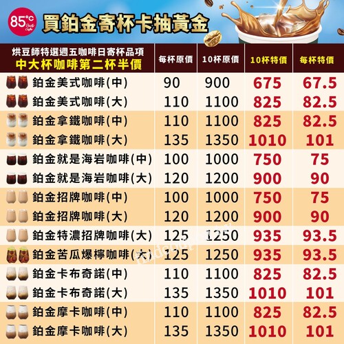 喝鉑金抽黃金，五月每週五享優惠喝咖啡還可以抽大獎