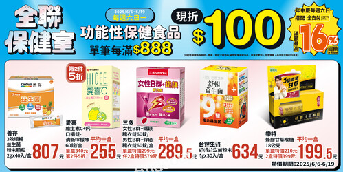 每週六日一，功能性保健食品，單筆消費滿888元現折100元