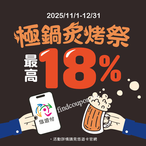 用悠遊付錢包或綁定銀行帳戶付款，單筆消費滿1000元即享雙重回饋