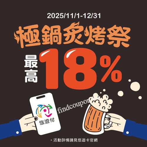 用悠遊付錢包或綁定銀行帳戶付款，單筆消費滿1,000元享雙重回饋