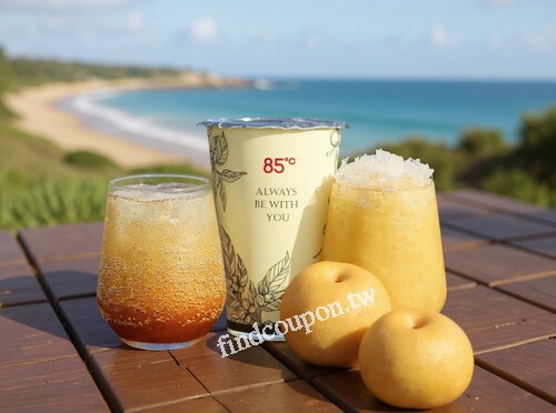 水梨氣泡美式(大/冰)$85，第二杯半價，可與其他氣泡咖啡系列混搭