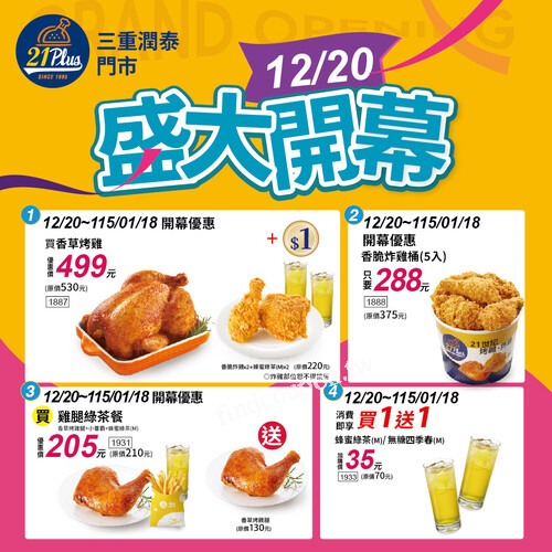 三重潤泰門市，12/20 ～ 115/01/18，開幕必吃 4 大優惠